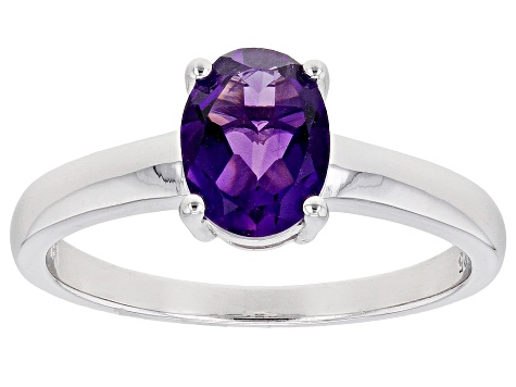 Pre-Owned Purple Amethyst Rhodium Over Sterling Silver February Birthstone Ring 0.98ct