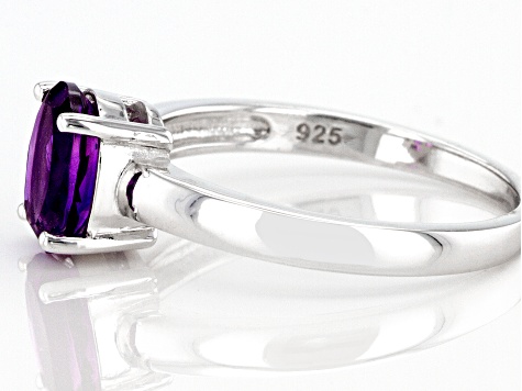 Pre-Owned Purple Amethyst Rhodium Over Sterling Silver February Birthstone Ring 0.98ct