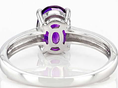 Pre-Owned Purple Amethyst Rhodium Over Sterling Silver February Birthstone Ring 0.98ct