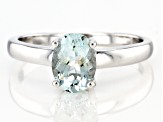 Pre-Owned Blue Aquamarine Rhodium Over Sterling Silver March Birthstone Ring 0.85ct