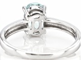 Pre-Owned Blue Aquamarine Rhodium Over Sterling Silver March Birthstone Ring 0.85ct