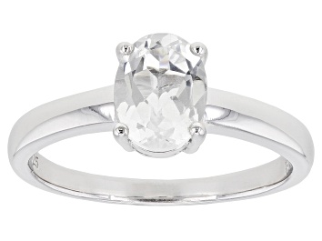 Picture of Pre-Owned White Topaz Rhodium Over Sterling Silver April Birthstone Ring 1.28ct