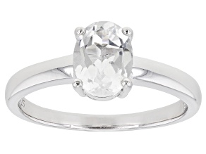Pre-Owned White Topaz Rhodium Over Sterling Silver April Birthstone Ring 1.28ct