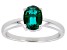 Pre-Owned Green Lab Created Emerald Rhodium Over Sterling Silver May Birthstone Ring 0.95ct