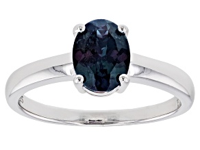 Pre-Owned Blue Lab Created Alexandrite Rhodium Over Sterling Silver June Birthstone Ring 1.23ct