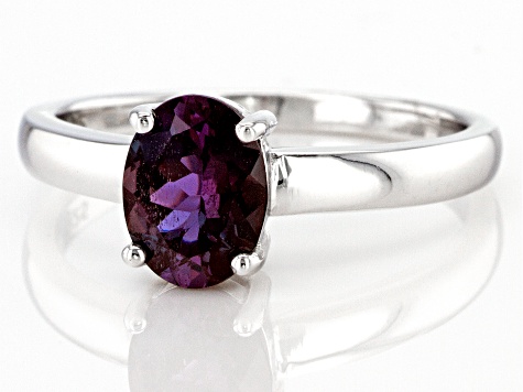 Pre-Owned Blue Lab Created Alexandrite Rhodium Over Sterling Silver June Birthstone Ring 1.23ct