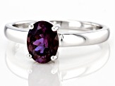 Pre-Owned Blue Lab Created Alexandrite Rhodium Over Sterling Silver June Birthstone Ring 1.23ct