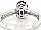 Pre-Owned Blue Lab Created Alexandrite Rhodium Over Sterling Silver June Birthstone Ring 1.23ct