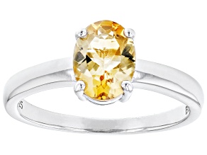 Pre-Owned Yellow Brazilan Citrine Rhodium Over Sterling Silver November Birthstone Ring 0.94ct