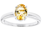 Pre-Owned Yellow Brazilan Citrine Rhodium Over Sterling Silver November Birthstone Ring 0.94ct