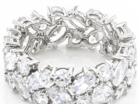 Pre-Owned White Cubic Zirconia Rhodium Over Sterling Silver