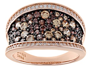 Pre-Owned Mocha, Champagne, And White Cubic Zirconia 18k Rose Gold Over Sterling Silver Ring 2.38ctw