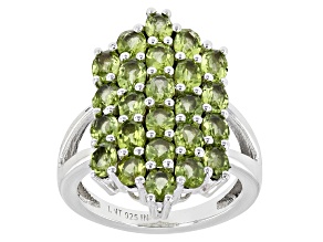 Pre-Owned Green Peridot Rhodium Over Sterling Silver Ring 3.56ctw