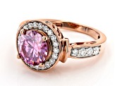 Pre-Owned Pink And Colorless Moissanite 14k Rose Gold Over Silver 2021 Holiday Ring 3.48ctw DEW.