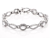 Pre-Owned White Lab Created Sapphire Rhodium Over Silver Open Link Bracelet 3.61ctw