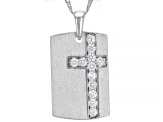 Pre-Owned White Cubic Zirconia Rhodium Over Sterling Silver Men's Pendant With Chain 1.32ctw