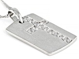 Pre-Owned White Cubic Zirconia Rhodium Over Sterling Silver Men's Pendant With Chain 1.32ctw
