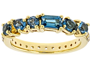 Pre-Owned London Blue Topaz 18k Yellow Gold Over Sterling Silver Band Ring 1.79ctw