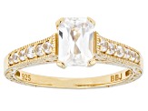Pre-Owned White Zircon 18K Yellow Gold Over Sterling Silver Ring 1.62ctw