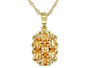 Pre-Owned Orange Mandarin Garnet 18K Yellow Gold Over Silver Pendant With Chain. 1.73CTW