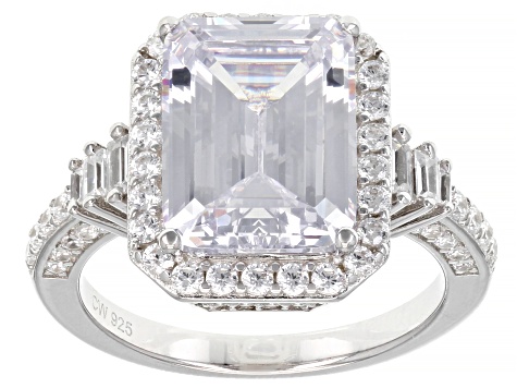 Pre-Owned White Cubic Zirconia Rhodium Over Silver Holiday Ring 8.61ctw