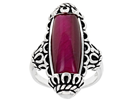 Pre-Owned Pink Tiger's Eye Oxidized Sterling Silver Ring 20x8mm ...