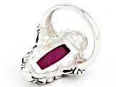 Pre-Owned Pink Tiger's Eye Oxidized Sterling Silver Ring 20x8mm