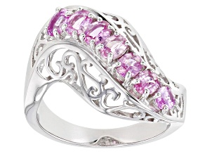 Pre-Owned Pink Ceylon Sapphire Rhodium Over Sterling Silver Ring 1.18ctw