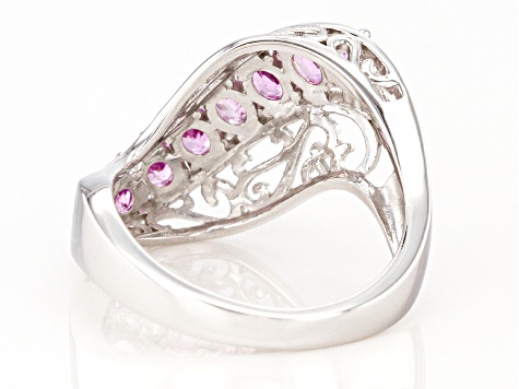 Pre-Owned Pink Ceylon Sapphire Rhodium Over Sterling Silver Ring 1.18ctw