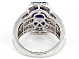 Pre-Owned Blue And White Cubic Zirconia Platinum Over Sterling Silver Ring 8.22ctw