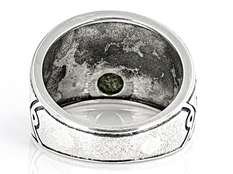 Pre-Owned Connemara Marble Men's Sterling Silver Wolf Ring