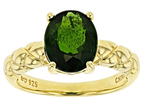 Pre-Owned Green Chrome Diopside 18K Yellow Gold Over Sterling Silver Ring. 2.30ct