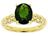 Pre-Owned Green Chrome Diopside 18K Yellow Gold Over Sterling Silver Ring. 2.30ct