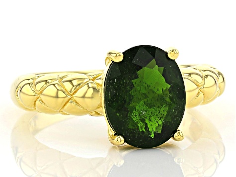 Pre-Owned Green Chrome Diopside 18K Yellow Gold Over Sterling Silver Ring. 2.30ct