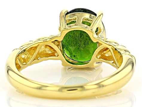 Pre-Owned Green Chrome Diopside 18K Yellow Gold Over Sterling Silver Ring. 2.30ct