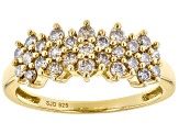 Pre-Owned Candlelight Diamonds™ 14k Yellow Gold Over Sterling Silver Pyramid Ring 0.70ctw