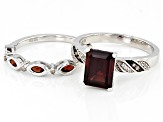 Pre-Owned Red Vermelho Garnet(TM) Rhodium Over Silver Ring With Band 3.00ctw
