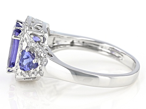 Pre-Owned Blue Tanzanite And White Diamond Platinum Ring 2.95ctw