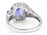 Pre-Owned Blue Tanzanite And White Diamond Platinum Ring 2.95ctw