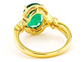 Pre-Owned Green Lab Emerald With Round Lab White Sapphire 18K Yellow Gold Over Sterling Silver Ring