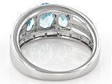 Pre-Owned Blue Zircon Rhodium Over Silver Ring 2.44ctw
