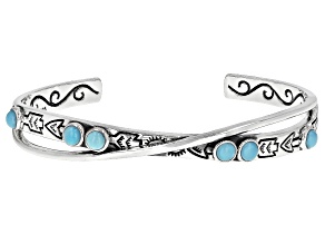 Pre-Owned Sleeping Beauty Turquoise Rhodium Over Silver Cuff Bracelet
