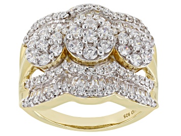 Picture of Pre-Owned White Cubic Zirconia 18k Yellow Gold Over Sterling Silver Ring 3.40ctw