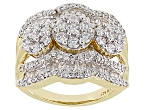 Pre-Owned White Cubic Zirconia 18k Yellow Gold Over Sterling Silver Ring 3.40ctw