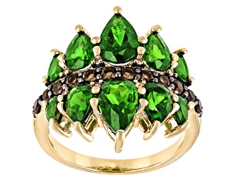 Picture of Pre-Owned Green Chrome Diopside 18k Yellow Gold Over Silver Ring 3.64ctw
