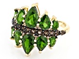 Pre-Owned Green Chrome Diopside 18k Yellow Gold Over Silver Ring 3.64ctw