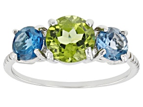 Pre-Owned Green Manchurian Peridot™ Rhodium Over Sterling Silver Ring 2.25ctw