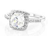 Pre-Owned Fabulite Strontium Titanate and white zircon rhodium over sterling silver halo ring 2.58ct