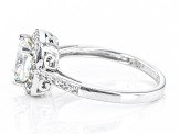 Pre-Owned Fabulite Strontium Titanate and white zircon rhodium over sterling silver halo ring 2.58ct