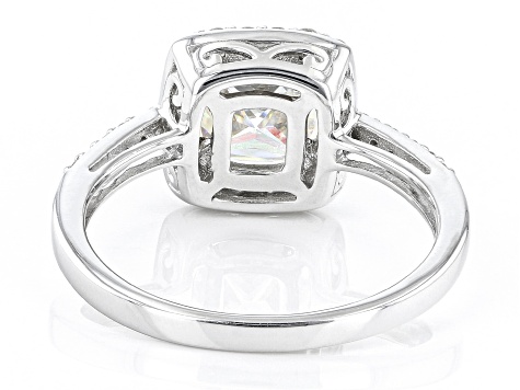 Pre-Owned Fabulite Strontium Titanate and white zircon rhodium over sterling silver halo ring 2.58ct